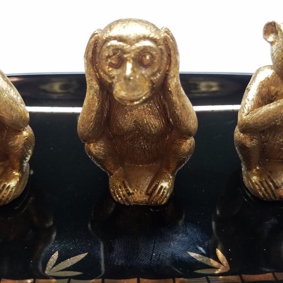 3 Wise Monkeys Exquisite Decorative Tray - Picture 7 of 8